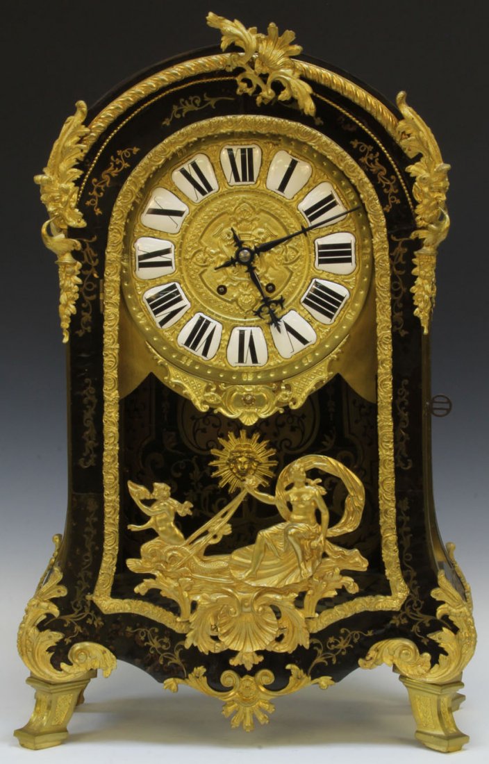 FRENCH 19TH CENTURY BOULLE CLOCK: Height- 28 1/4" Condition: missing top
