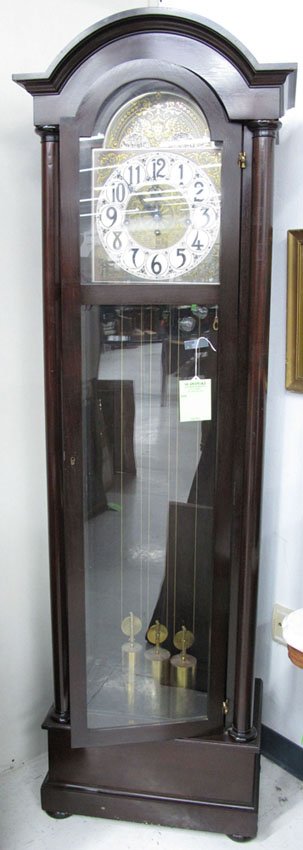 CLASSICAL STYLE MAHOGANY TALL CASE CLOCK: CLASSICAL STYLE MAHOGANY TALL CASE CLOCK