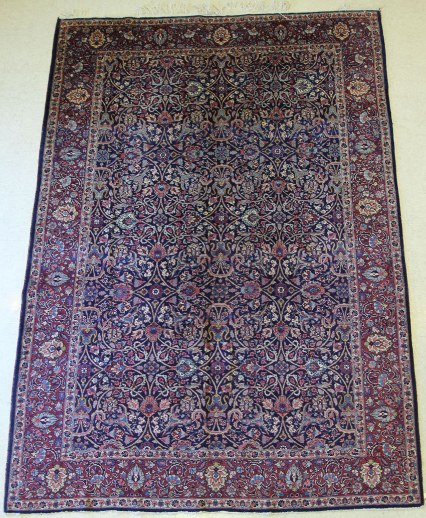 PERSIAN SAROUK WOVEN CARPET: Overall- 89 1/2" x 127" Condition: one repair