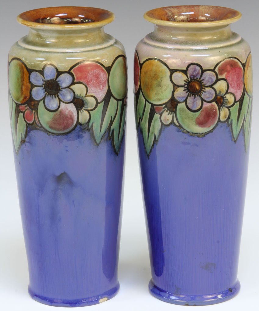 PAIR OF ROYAL DOULTON ART POTTERY VASES: Height- 10 1/4"