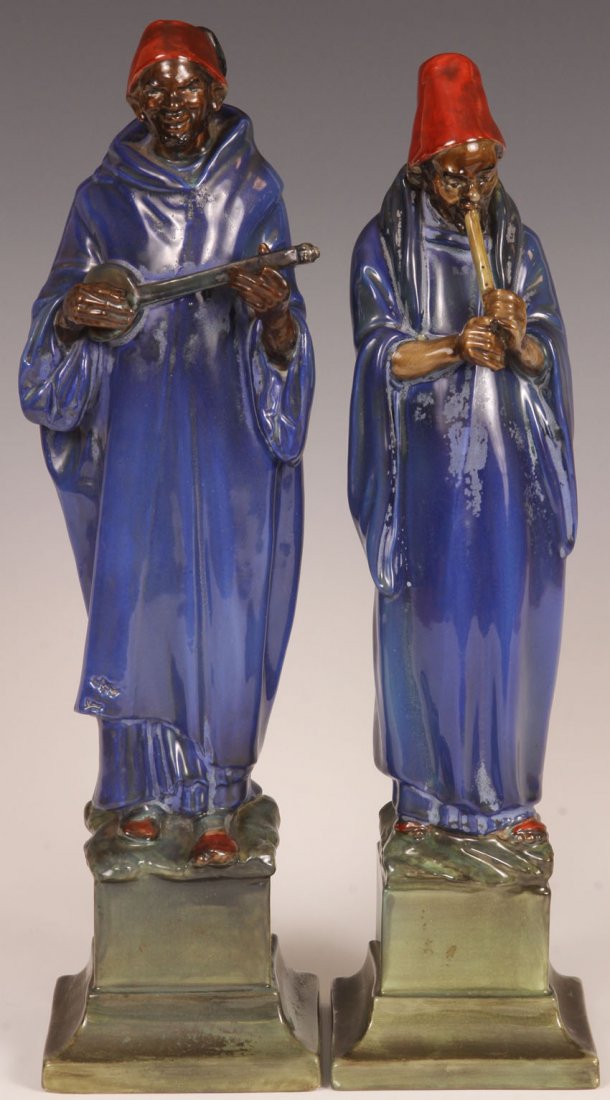 PAIR OF ROYAL DOULTON ART POTTERY FIGURES: Height- 14"