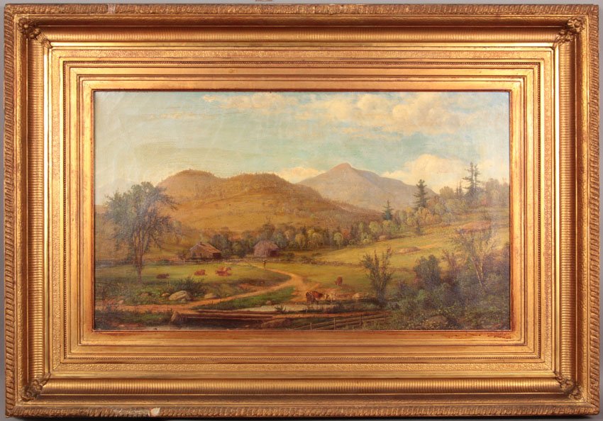 MID-19TH CENTURY OIL ON CANVAS OF PASTURE: Sight- 20" x 35"