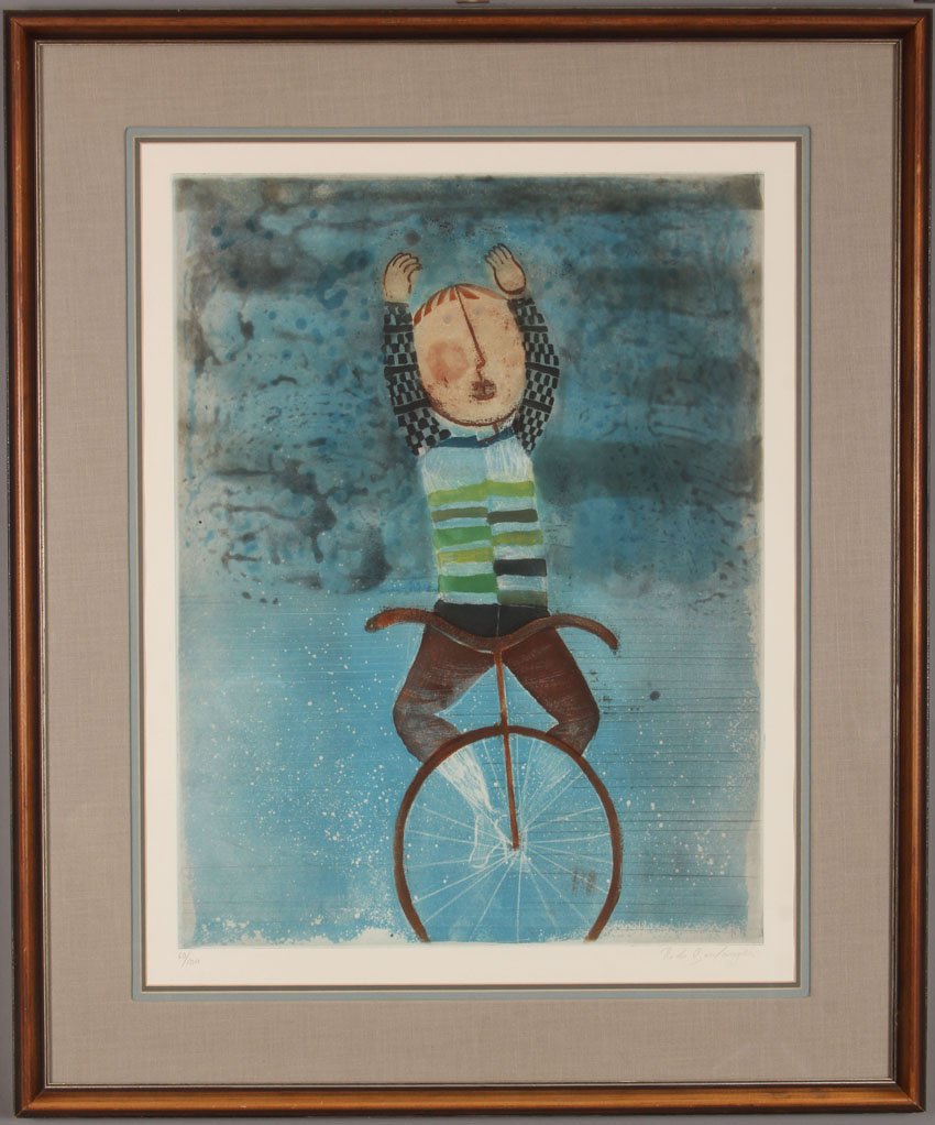 GRACIELA RODO BOULANGER (1935), LITHOGRAPH: Triumphant Cyclist Sight- 18 3/4" x 24 1/2"