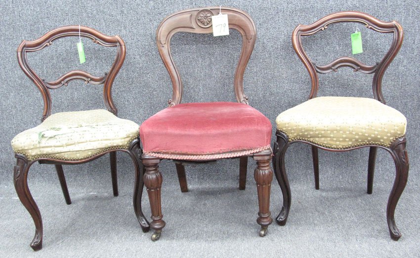 LOT OF (3) VICTORIAN CHAIRS: Balloon back, Rosewood side chairs