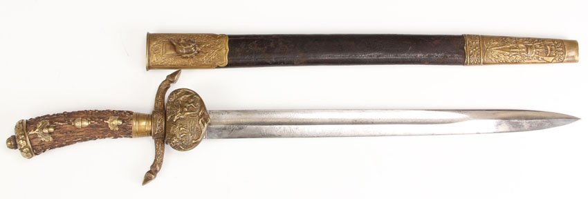 GERMAN 19TH CENTURY SHORT SWORD: with inscription Length- 21 1/2"