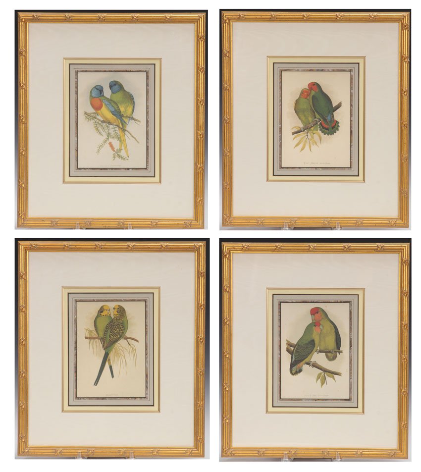 LOT OF (4) 19TH CENTURY COLORED LITHOGRAPHS: Framed, all depicting Love Birds Overall- 15 1/4" x 17 1/4"