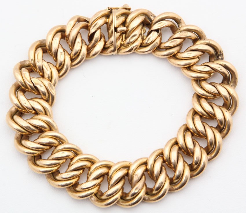 LADIES 14KT YELLOW GOLD DOUBLE CURB LINK BRACELET: Weight- 42.2 grams Appraised Value- $3,800