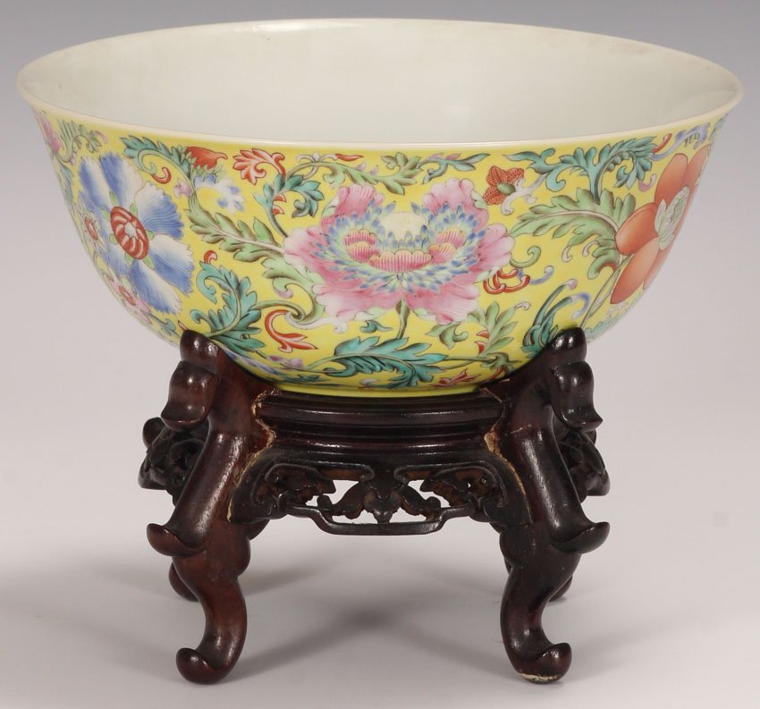 EARLY CHINESE IMPERIAL PORCELAIN BOWL: with stand early 19th century Daoguang mark and period 1820-1850 Diameter- 7 1/4"