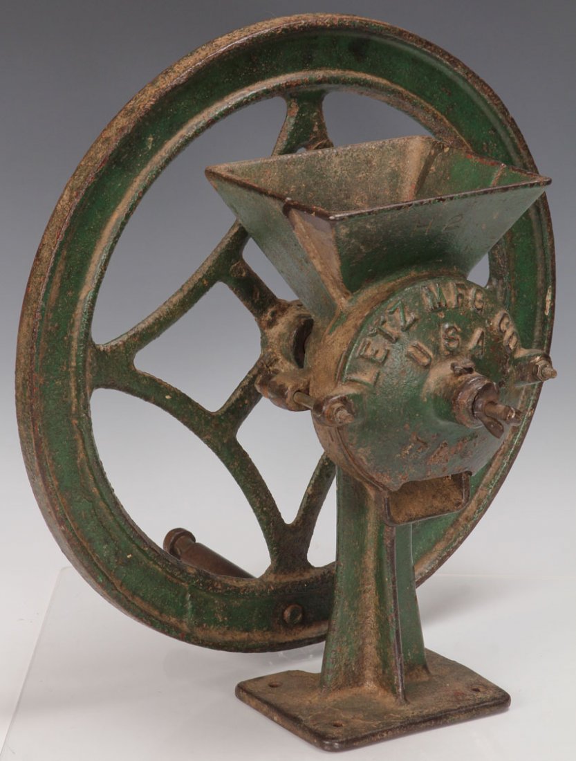 VINTAGE CAST IRON COFFEE GRINDER: Height- 16 1/4"
