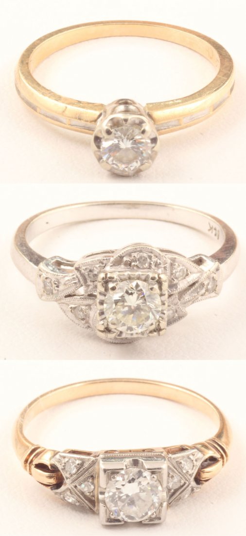 LOT OF (3) DIAMOND 14KT RINGS: Weight- 7.8 grams