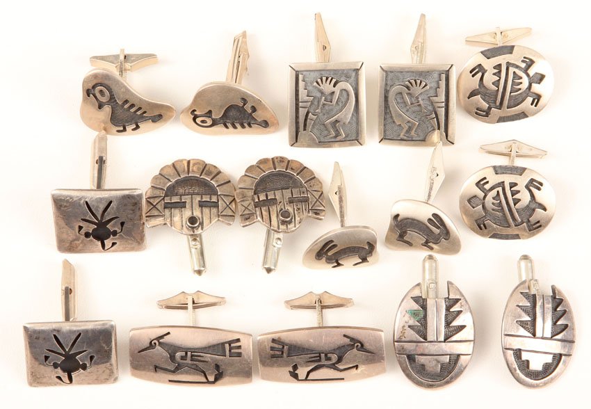 LOT OF (16) HOPI CUFF LINKS: Weight- 3.5 troy oz