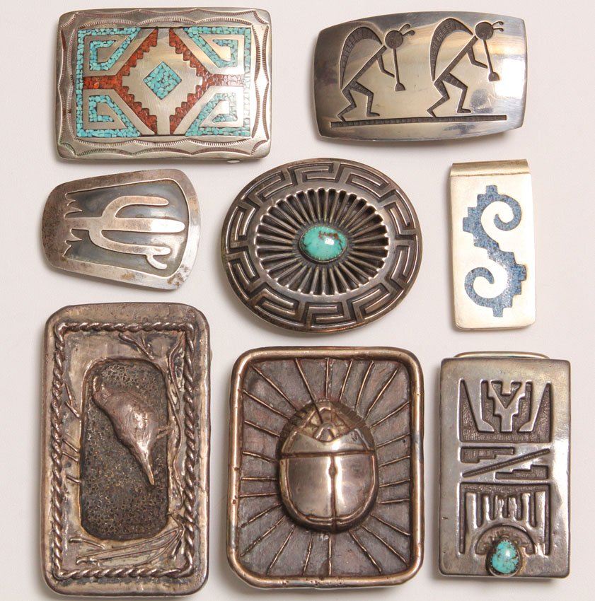 LOT OF (8) BELT BUCKLES: Weight- 12.5 troy oz