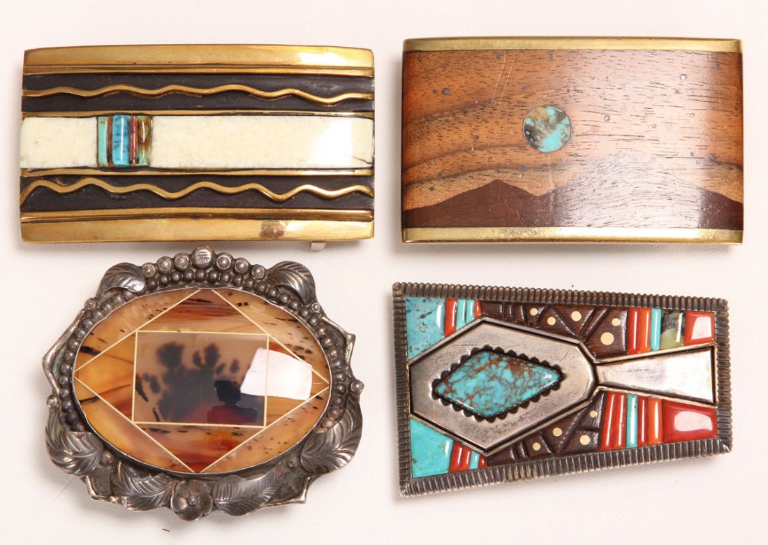 LOT OF (4) NAVAJO BELT BUCKLES: Weight- 6.5 troy oz