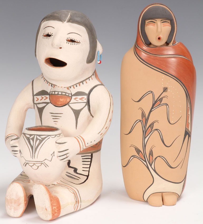 LOT OF (2) POTTERY FIGURES: Jemez Height- 9 1/4", 9 3/4"