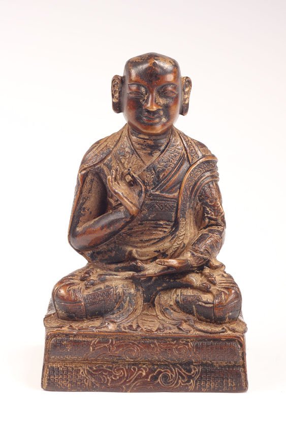 CHINESE CAST METAL STATUE: Seated Buddah Height- 5 7/8"