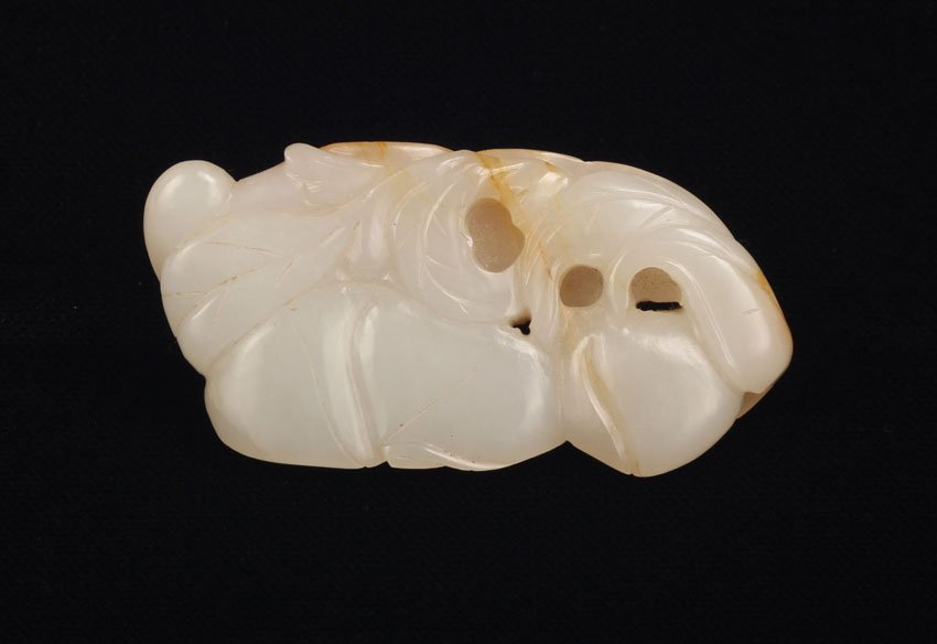 EARLY CHINESE WHITE JADE CARVING: Length- 2 1/4"