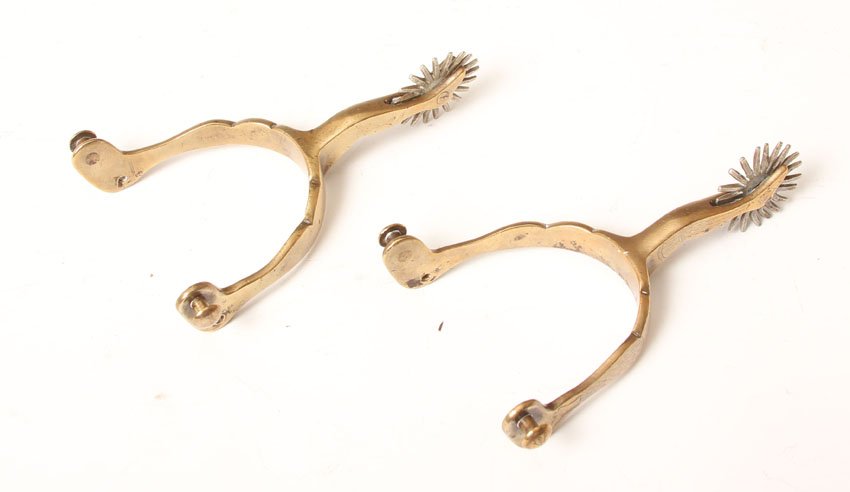 PAIR OF HERCULES BRONZE SPURS: Length- 6"