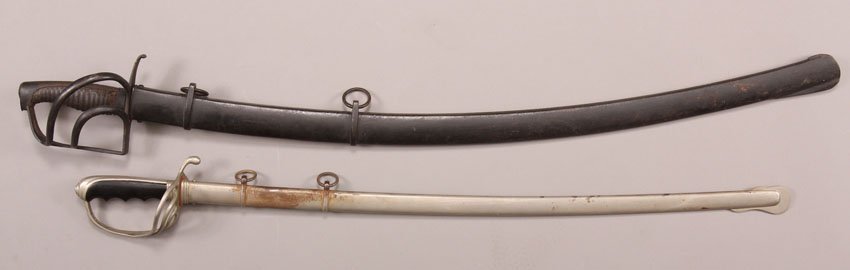 LOT WITH NAVAL SWORD AND CALVARY SWORD: Length- 36 1/2", 41 1/4"