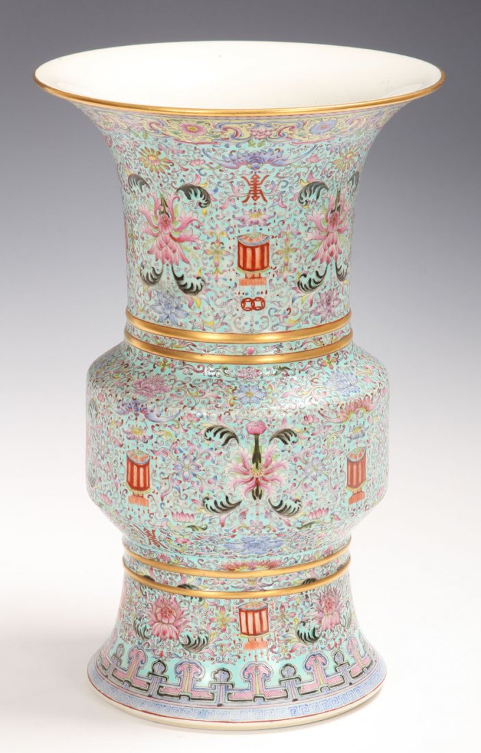 CHINESE ENAMELED PORCELAIN VASE: Height- 14"