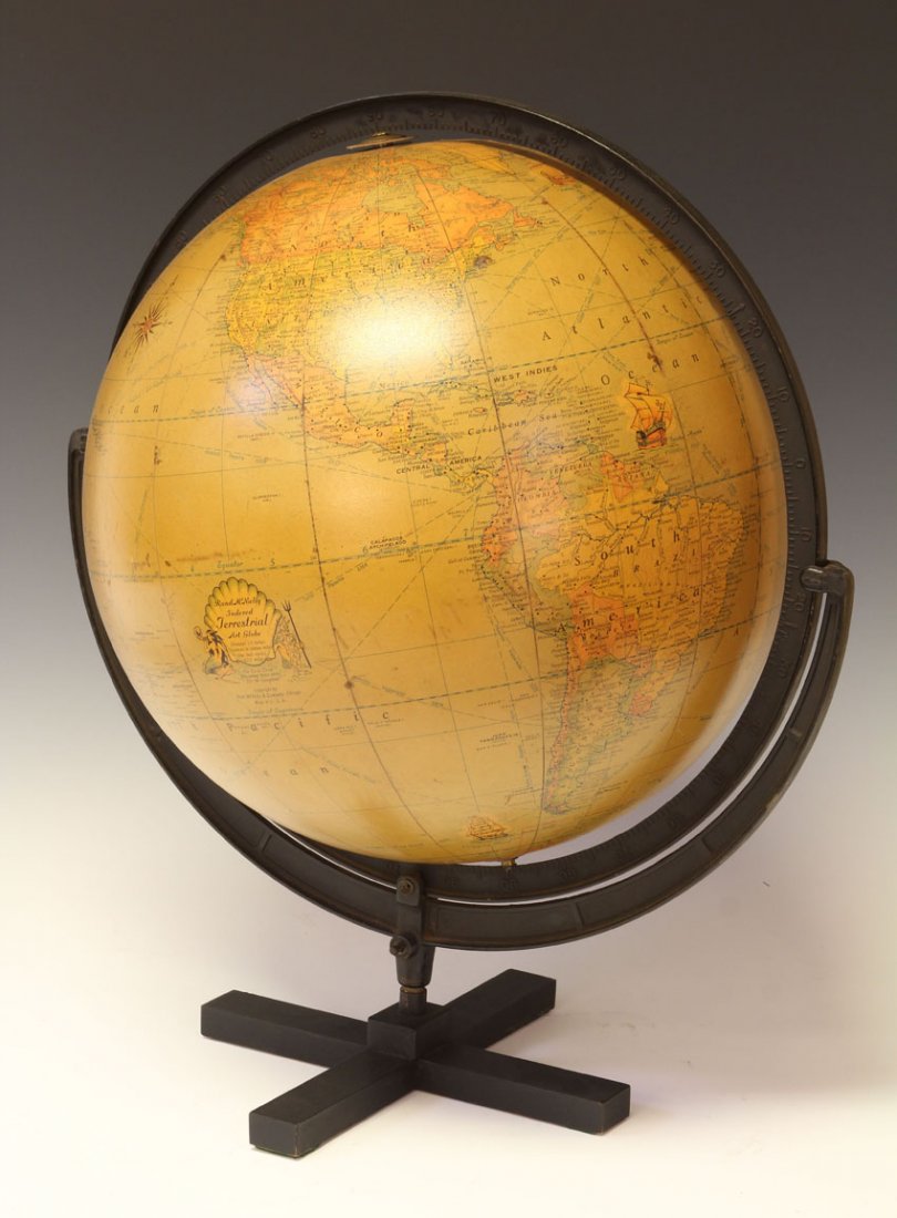 RAND MCNALLY GLOBE, 1930'S: Diameter- 16"