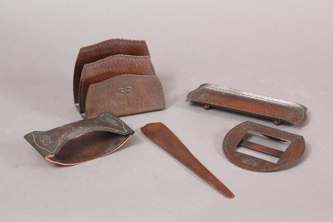 ROYCROFT 5 PC. HAMMERED COPPER DESK SET: â€¦