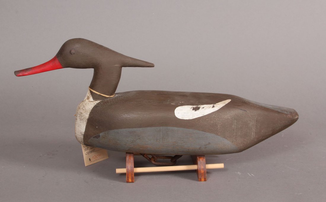 GREAT OLD FENCEPOST MERGANSER DECOY: Length- 18 1/2"
