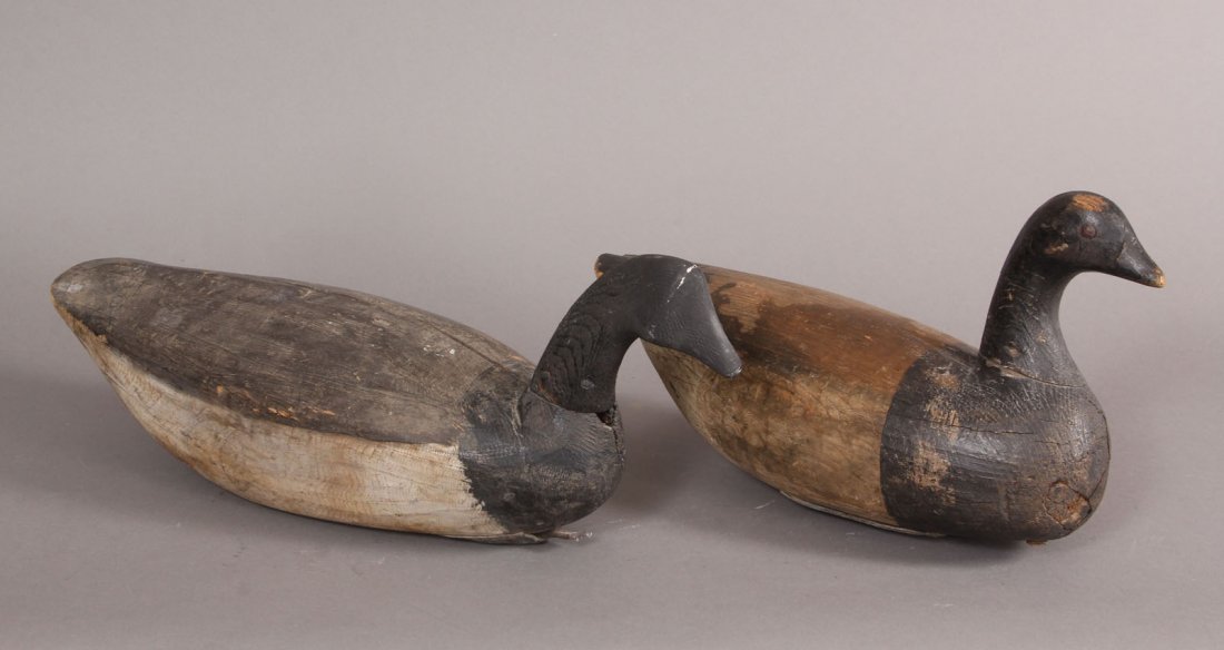 LOT OF (2) ANTIQUE CARVED DECOYS: one is IRA HUDSON (1879-1949) Length- 16" - 19 1/2"