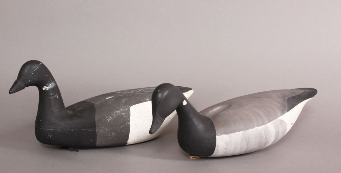 LOT OF (2) PAINTED GEESE DECOYS: signed H. Conklin, Parker Length- 16", 17 3/4"