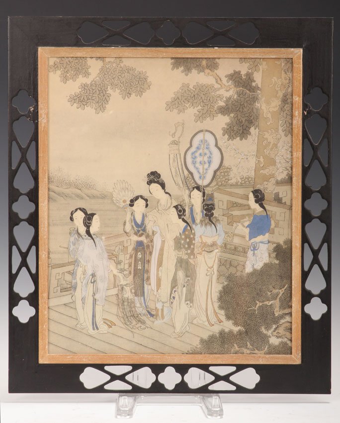 LOT OF (3) VINTAGE CHINESE PAINTINGS: Sight- 11 5/8" x 14" Framed- 15 1/2" x 18"