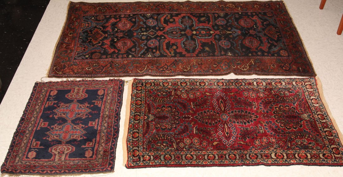 LOT OF (3) EARLY TRIBAL CARPETS: Overall- 24" x 31" - " 76" X 38"