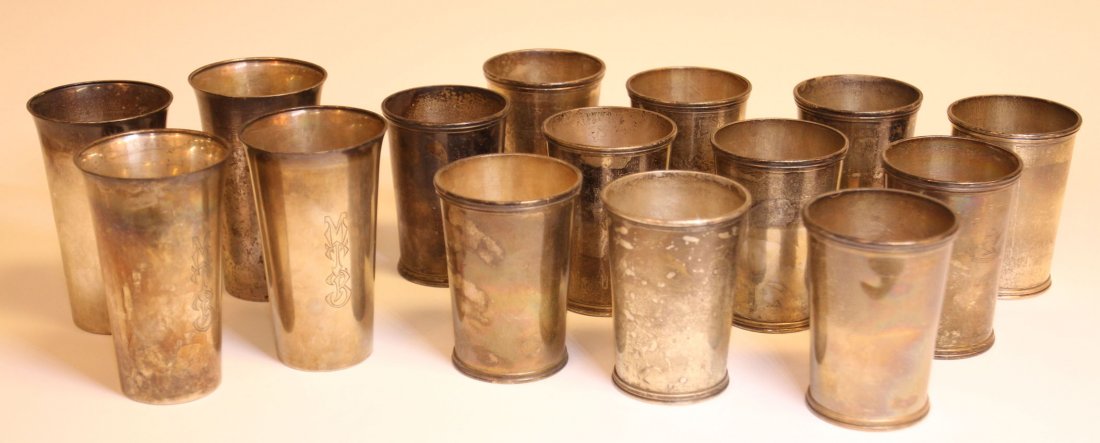 LOT OF (15) STERLING SILVER CUPS: Weight- 77 troy oz.