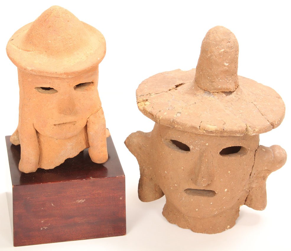 LOT OF (2) HANIWA HEADS: circa 3rd-6th century Overall height- 5 1/2"- 7" *Private Collection