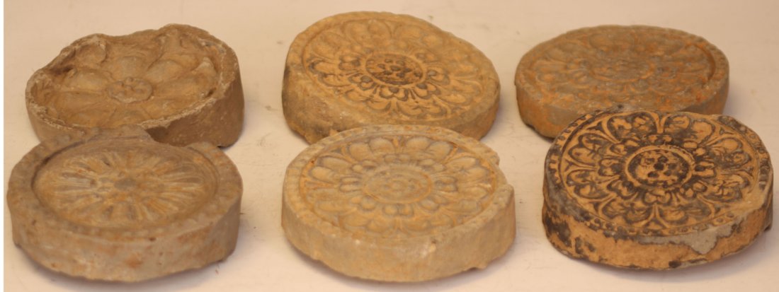 LOT OF (6) KOREAN SILLA ROOF TILES: Diameter- 5 1/2" Condition- some losses *Private Collection