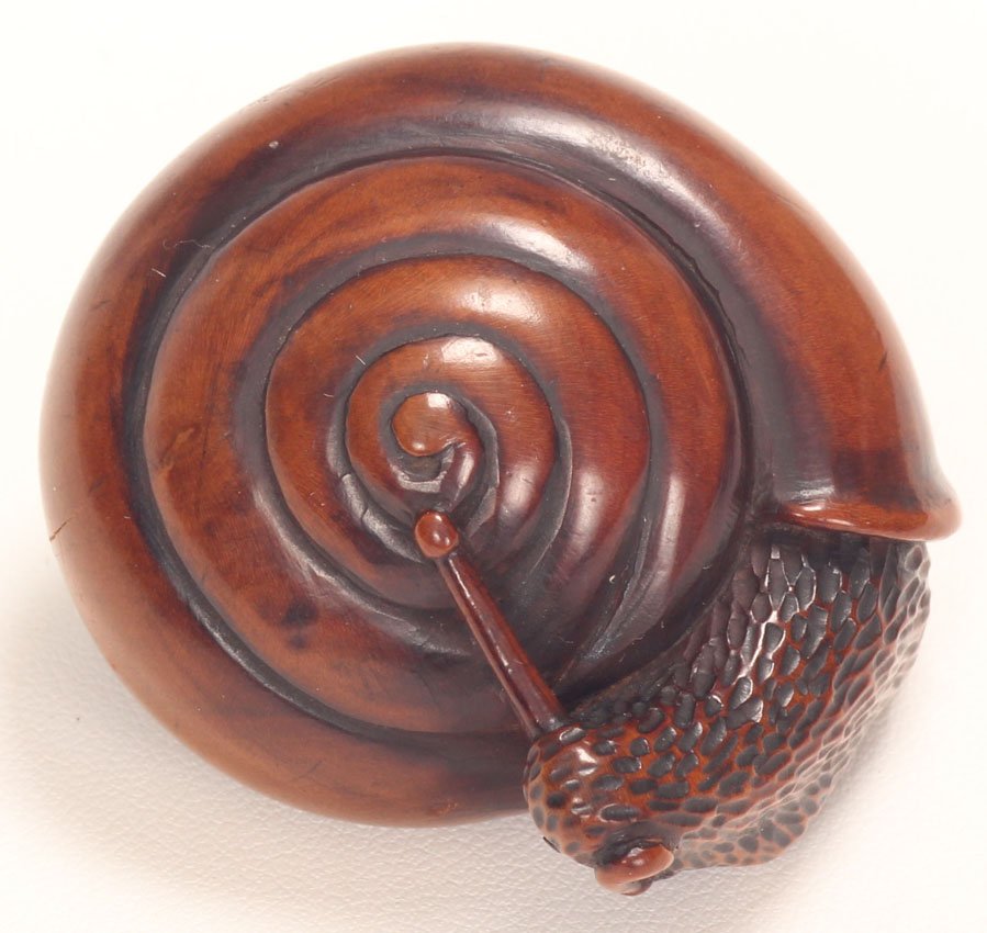 MATSOTOMO, SIGNED NETSUKE: 19th century Length- 1 3/4"