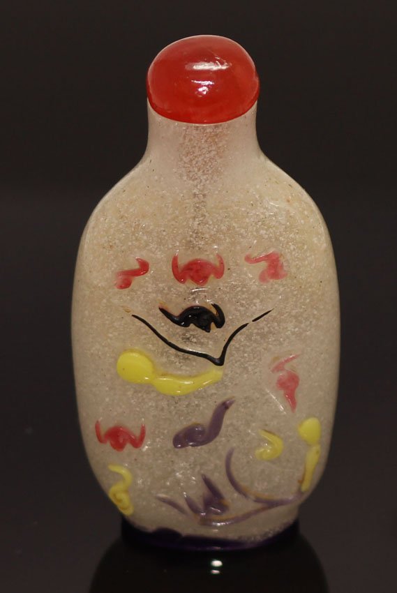 CHINESE FIVE COLOR SNUFF BOTTLE: 19th century Height- 3 1/4"