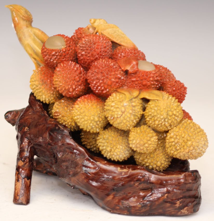 CHINESE DECORATIVE STATUE OF LYCHEE FRUIT: Length- 11 3/4"