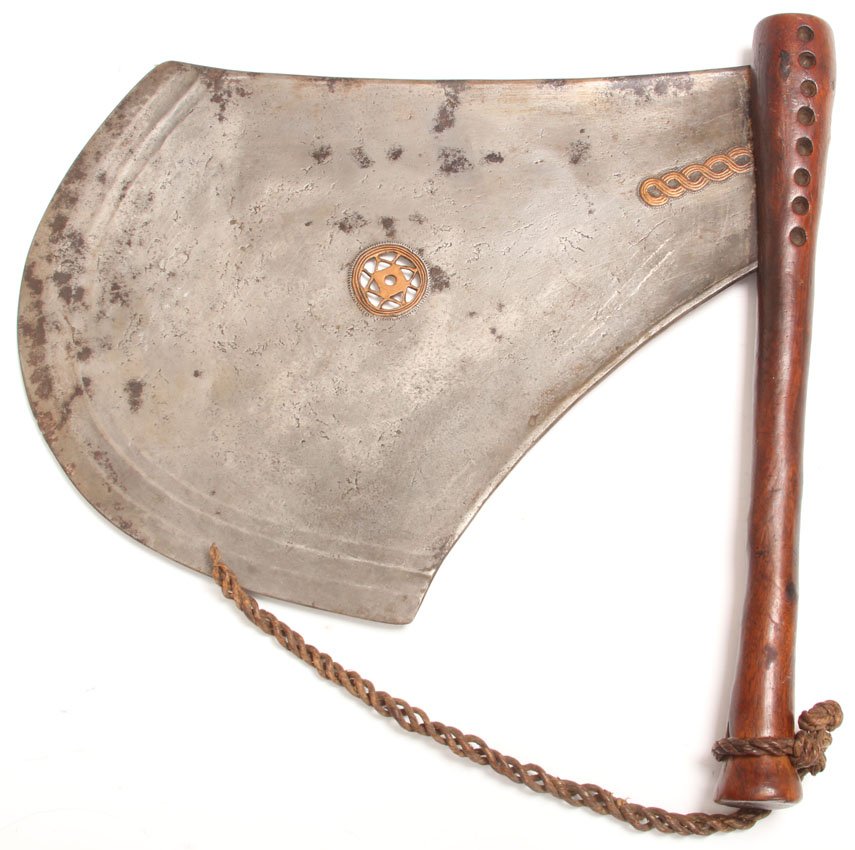 EARLY AFRICAN WARRIOR'S AXE: Length- 15 1/4"