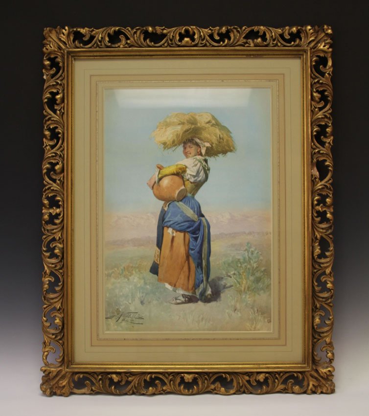 DOMENICO DE ANGELIS, ITALIAN, WATERCOLOR: Sight- 14 1/2" x 21" Framed- 25 1/2" x 32"
