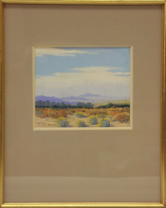 WORDEN BETHELL, GOUACHE: Palm Springs Desert Landscape Sight- 6" x 7" Overall- 12" x 15"