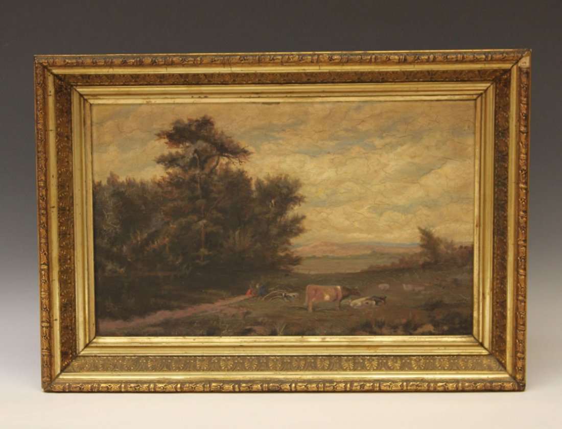 LOT OF (2) LATE 19TH CENTURY O/B LANDSCAPES: with period frames Sight- 10" x 16" Overall- 14" x 20 1/2"