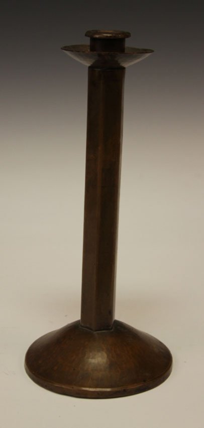 AMERICAN HAMMERED COPPER CANDLESTAND: Height- 10 1/4"