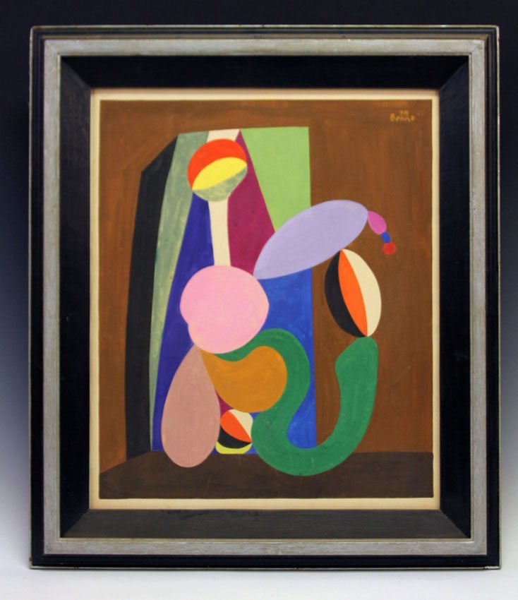 BENJAMIN BENNO, MIX MEDIA ON BOARD: Abstract Composition- 34- Benno Sight- 17 3/4" x 21 1/4" Overall- 25 1/2" x 29 1/4"