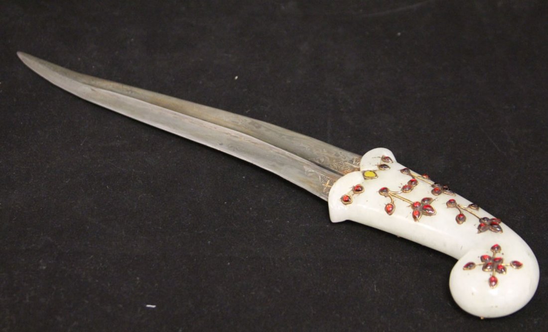 MONGUL JADE AND STONE DAGGER: Length- 16"