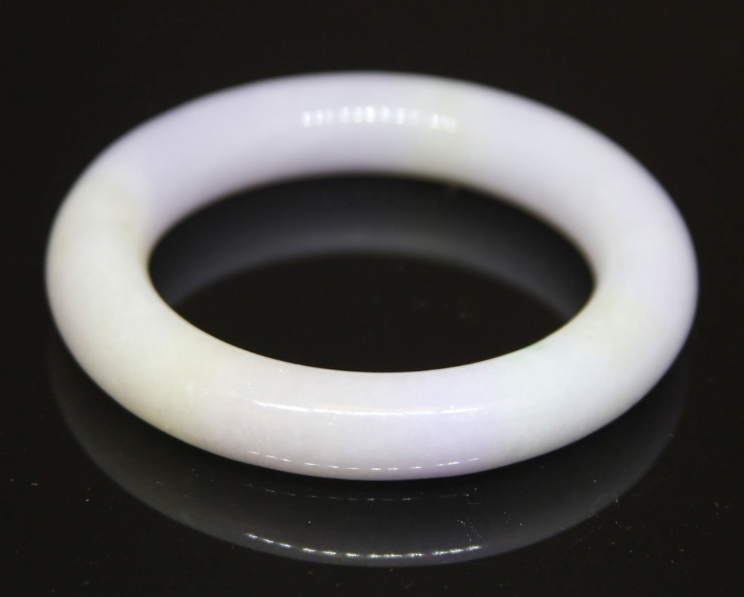 CHINESE LAVENDER JADE BANGLE BRACELET: Overall diameter- 2 7/8"