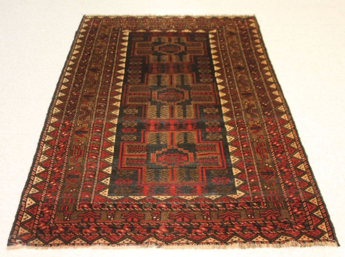 AFGHAN TRIBAL CARPET: Overall- 44 1/2" x 77 1/4"