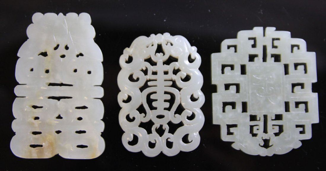 LOT OF (3) CHINESE JADE CARVINGS: 19th century/early 20th century Provenance- Private Collection Of East Coast Collector Length- 2"- 2 1/2" Weight- 69.7 grams