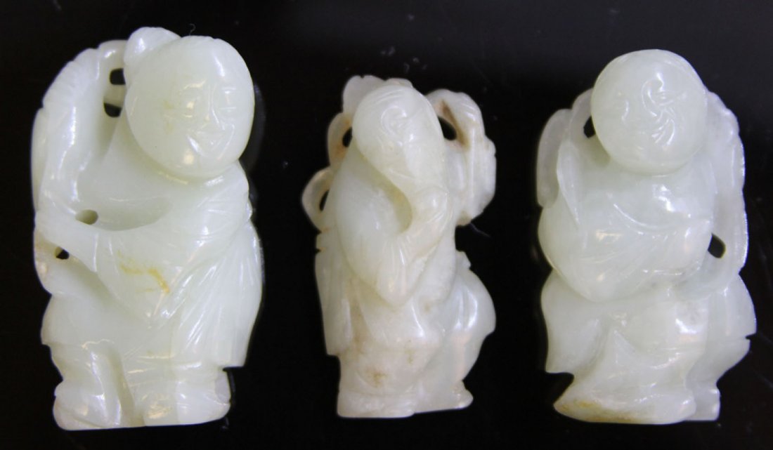 LOT OF (3) EARLY CHINESE JADE CARVINGS, 1900'S: Provenance- Private Collection Of East Coast Collector Length- 1 1/4"- 2" Weight- 93.1 grams
