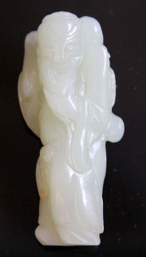 CHINESE CARVED JADE FIGURE: 19th/early 20th century Provenance- Private Collection Of East Coast Collector Length- 2 1/2" Weight- 41.2 grams