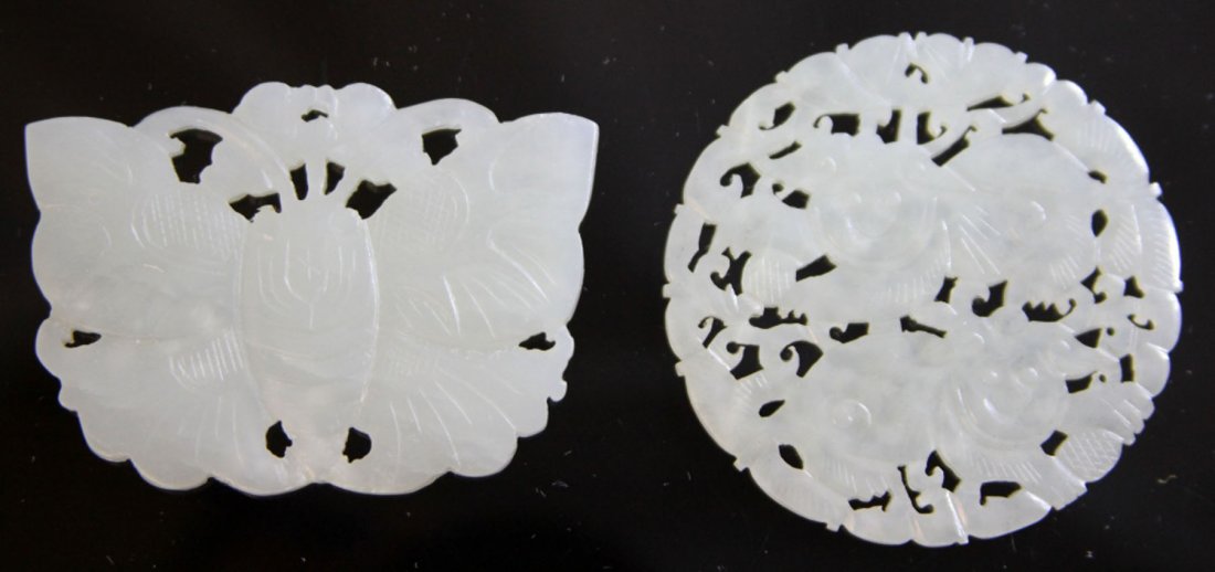 LOT OF (2) CHINESE JADE PENDANTS: 19th/early 20th century Provenance- Private Collection Of East Coast Collector Length- 2 1/4"- 2 1/2" Weight- 44 grams