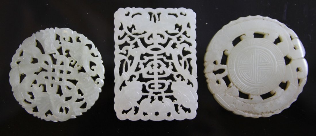LOT OF (3) CHINESE JADE PENDANTS: 19th/early 20th century Provenance- Private Collection Of East Coast Collector Length- 2"- 2 3/8" Weight- 89.7 grams